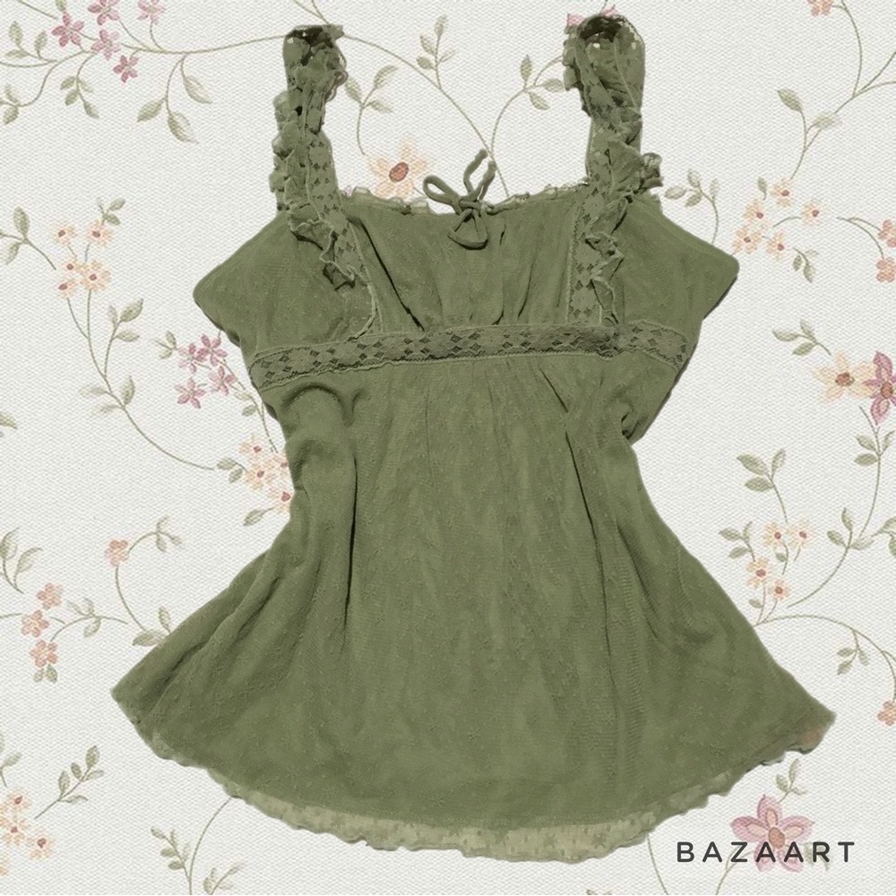 Y2K Milkmade Coquette Lace Tie back Top